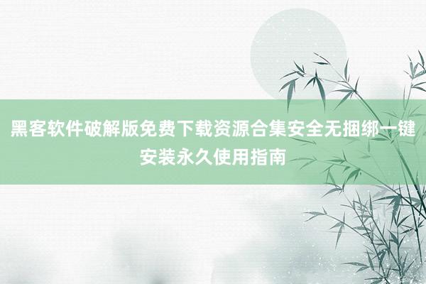 黑客软件破解版免费下载资源合集安全无捆绑一键安装永久使用指南