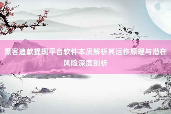 黑客追款提现平台软件本质解析其运作原理与潜在风险深度剖析