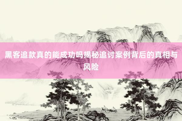 黑客追款真的能成功吗揭秘追讨案例背后的真相与风险